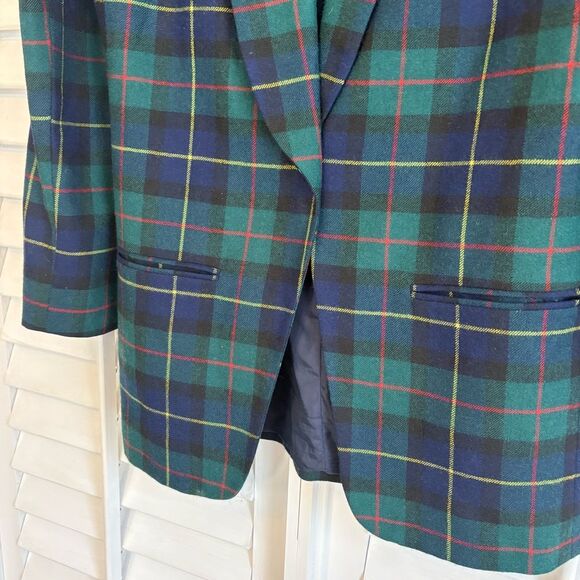 Amanda Smith Wool Green Plaid Blazer Size 8 - Picture 3 of 9